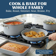 Granitestone Ceraluxe 20 Pc Ceramic Cookware Set Nonstick Pots and Pans with 5 Pc Bakeware Set Blue Speckle 6811