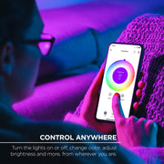 Merkury Innovations Smart LED Light Bulbs, 9W 60W Equivalent, RGBW Dimmable A19, E26 Base, 4-Pack MI-BW450-999W