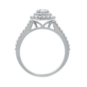 Brilliance Fine Jewelry 1 CTW Lab Grown Diamond Women's Oval Double Halo Bridal Ring, Sterling Silver