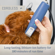 Oster Professional Cordless Finisher Pet Grooming Clippers, High-Torque Motor, Stainless Steel Narrow Blade, Blue, 180-Minute Run Time, 2143909