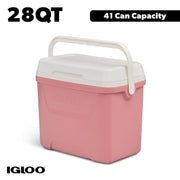 Igloo 28 QT Laguna Hard-Sided Cooler with Cool Riser Technology, Coral Pink, 42 Can Capacity