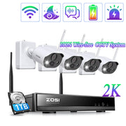 ZOSI 8AP-3063W4-10 2K Battery Powered Wireless Security Camera, White