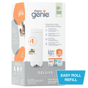 Diaper Genie I000757 Deluxe Infant Diaper Pail, Stainless Steel, White, Includes 9 Easy Roll Bags and Carbon Filter
