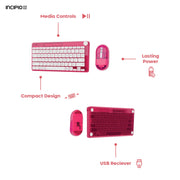 Incipio Translucent Slim Wireless Keyboard and Mouse Combo, 2.4 GHz Wireless, Compact Layout, Multimedia Controls, Ergonomic Design, Irisdescent