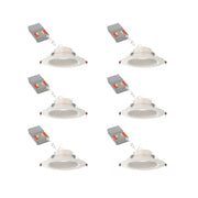 Juno LED Canless Recessed Downlight, 6-Inch, Matte White, Deep Regressed Baffle Trim, Switchable White Color Temperature, Adjustable Brightness, Pack of 6