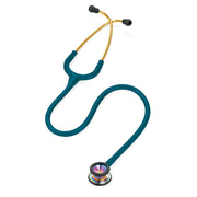 3M Littmann Classic II Pediatric Stethoscope, Stainless Steel Rainbow-Finish Chestpiece, Caribbean Blue Tube, Brass Stem, 28in, 2153