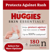 Huggies Skin Essentials Baby Diapers, Newborn Size 6-9 Lbs, Hypoallergenic, Leak Resistant, Disney Pattern, 180 Count, 94399857