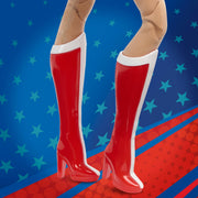 Mattel Barbie Wonder Woman Doll, Collectible with Red and Blue Star-Spangled Tank Suit, Golden Accessories, Lasso of Truth, Doll Stand, JBJ36