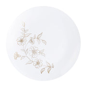 PLASTICPRO Primrose Disposable Plastic Plates, 7 in, White with Gold Floral Design, Pack of 30