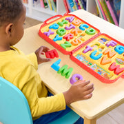 Just Play Sesame Street Elmos Learning Letters ABC Spelling Activity Set with 26 Removable Letters and Molded Plastic Carrying Case, Ages 2+, 57938