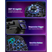 Daenfyy Switch Controller, One-Piece Joypad with Programmable Back Keys, Dual Motor Vibration, Illuminated Joysticks, Black, JC201