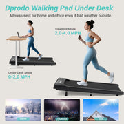Dprodo Walking Pad Under Desk Treadmill with 2.5 HP Motor, 10% Manual Incline, LED Display and Remote, Compact Black, 265 lb Capacity