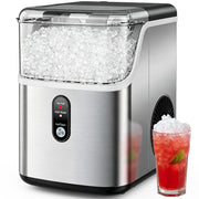 Snowyermine Nugget Ice Maker Countertop, Soft Chewable Sonic-Style Pebble Ice, 35 lb Daily Capacity, One-Touch Self-Cleaning, Stainless Steel, Silver, HMSS04N1A005