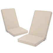 Unbranded Outdoor Seating Cushions Set of 2 Beige Faux Linen for Adirondack and Rocking Chairs with High-Density Foam, Water-Repellent Fabric, Removable Covers