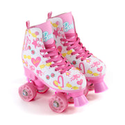 Barbie Roller Skates for Girls, Adjustable Sizes 12-2, Glitter 54mm PU Wheels, ABEC 5 Bearings, Durable PVC, Foam Lining, Pink