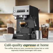 Cuisinart Espresso Bar Collection Espresso Machine, 20 Bars Pressure, 54mm Stainless Steel Bottomless Portafilter, Steam Frothing Wand, Cold Extraction, Black, EM-320ES