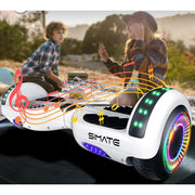 SIMATE P6 6.5 Hoverboard for Kids Ages 6+, Self-Balancing Scooter with Bluetooth Speaker, LED Wheel Lights, 3 Speed Modes, 7.5 mph Top Speed, 7.5 Miles Range, p6white