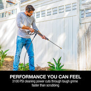 Troy-Bilt Gas Pressure Washer, 3100 PSI, 2.3 GPM, 160cc CT160 Engine, Axial Cam Pump, 9.5 in Never-Flat Wheels, 25 ft Hose, TB3100PW