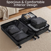 Gowill 09I 10 Piece Luggage Sets, 20 24 28 inch Lightweight Harside Suitcase with Spinner Wheels and 7PCS Packing Cubes(Black)