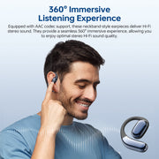 Breezio Open Ear Wireless Earbuds, Bluetooth 5.4, Hi-Fi Stereo Sound, IPX7 Waterproof, Black