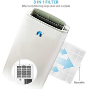 JHS A020A-10KR 3-in-1 14,000 BTU Portable Air Conditioner with Dehumidifer, White
