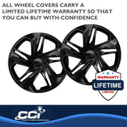 Coast2Coast Automotive Wheel Cover, Music-Inspired Black Gloss Plastic, 16 Inch, Set of 4, IWC54116BLK