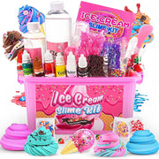 Changqing Slime Making Kit for Girls, DIY Ice Cream-Themed Slime Set with Pink Slime, Molds, and Portable Storage Case