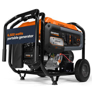 Generac GP6500 Portable Gas Generator, 8125 Starting Watts, 6500 Running Watts, PowerRush Technology, COsense Carbon Monoxide Detection, 10.5 Hour Runtime, Heavy Duty Steel Frame, Orange and Black, 76802