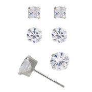Brilliance Fine Jewelry 4mm Cubic Zirconia 10kt Yellow Gold Stud Earring Set, 2 Pairs - Spot or Wipe Clean