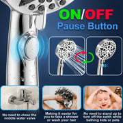 Jill Deaaa 9-Mode High Pressure Shower Head with Pause Button, Anti-Clog Nozzles, Stainless Steel Hose, Chrome, ECOHALT-S1