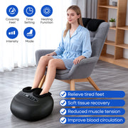 Furnibear Shiatsu Foot Massager Machine with Deep Kneading Rollers, Heat Therapy, Adjustable Air Compression, 3 Intensity Levels, Black