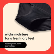 Thinx For All Leaks Hi-Waist Reusable Bladder Leak Underwear, Light Absorbency, Black, Size 1X