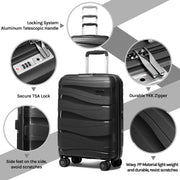 Melalenia Melalenia-1906 5 Luggage Sets PP Hardside Spinner Luggage, Black