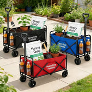 Sztongfei Folding Wagon Cart, Heavy Duty 680 lbs Capacity, All-Terrain Oversized Wheels, Extra Large Collapsible Utility Wagon, Compact Foldable Pull Cart, Black