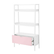 Build Your Own Furniture BY5636118664006 Kids Ladder Bookcase with Drawer, Pink/White