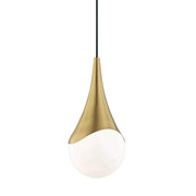 Mitzi Ariana 1 Light Pendant, Aged Brass, Opal Glass Shade, Dimmable Incandescent, 7.5 in, H375701S-AGB