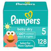 Pampers Baby Dry Diapers, Size 5, 128 Count - 100% Leakproof
