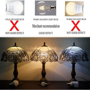 WERFACTORY Tiffany Table Lamp, Handcrafted Art Nouveau Design, Multicolor Stained Glass Shade, Bronze Zinc Base, 12 in W x 18 in H, Includes 4W LED Bulb