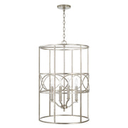 Capital Lighting Sylvia 4-Light Foyer Light Fixture, Antique Silver Finish, Adjustable Chain, 29 in H x 19 in W, 240 Watts, 542341AS