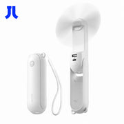 JISULIFE Portable Mini Handheld Fan 3-in-1 Rechargeable with Power Bank and LED Flashlight, Foldable Design, 19-Hour Runtime, White