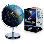 USA Toyz Educational Globe with LED Constellation Light, 9 Inch Diameter, 13.5 Inch Tall, Chromed Steel Stand, JQKG01