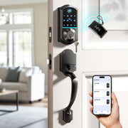 Veise Fingerprint Smart Front Door Lock with Handle Set, Matte Black - Material: Aluminum, Metal