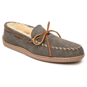 Minnetonka Moccasin Sheepskin Hardsole Mocs for Men - Grey - 9W