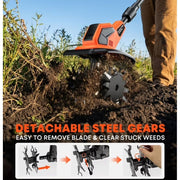 Tanbaby SY-818 Cordless Electric Cultivator, 360 RPM Garden Cultivator, Battery-Powered Marker with 2 x 4.0 Ah Batteries, 9