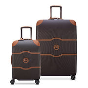 Delsey Paris Chatelet Air 2.0 2-Piece Luggage Set, Chocolate Brown, Carry-On and Large Suitcase, Polycarbonate Shell with Faux Leather Accents, Dual Density Double-Spinner Wheels, USB Port, TSA Lock, 40167697506