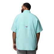 Columbia Men's PFG Tamiami II Short Sleeve Shirt, Omni-Shade UPF 40, Omni-Wick, Gulf Stream, 3X Tall, 128705