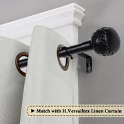H.VERSAILTEX Adjustable Single Black Stainless Steel Curtain Rod with Ball Cage Finials, 48-84 in