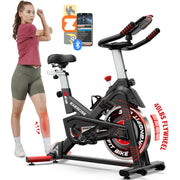 POOBOO D61602--Up Indoor Cycling Bike Exercise Bike Bluetooth Stationary Bike, Black