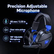 Aptkdoe Gaming Headset, Noise Isolating Microphone, 50mm Stereo Sound, LED Light, Soft Memory Foam Earmuffs, Wired Over-Ear Headphones for Xbox One, PS5, PS4, PC, Laptop, G63-Black
