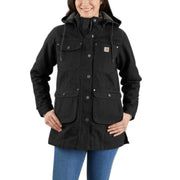 Carhartt 105512-BLK Loose-Fit Weathered Washed Duck Coat for Ladies - Black - M